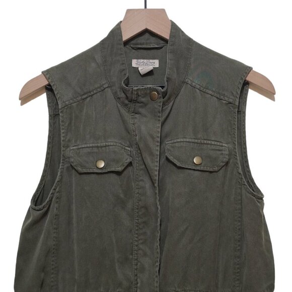 Lucky Brand Olive Sleeveless Cinched Waist Gorpcore Utility Vest Sz S - Picture 3 of 10